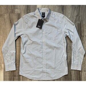 NWT Gap Mens XS Long Sleeve Coolmax Ecomade Long Sleeve Shirt Button Up Striped